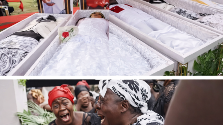 Sad: Mother Cries Uncontrollably as Her Five Children Lie in State