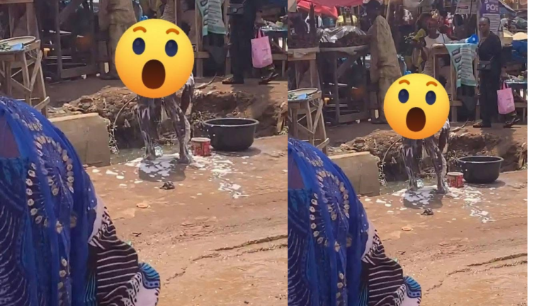 Fraud Boy Seen Taking His Bath a Public Market