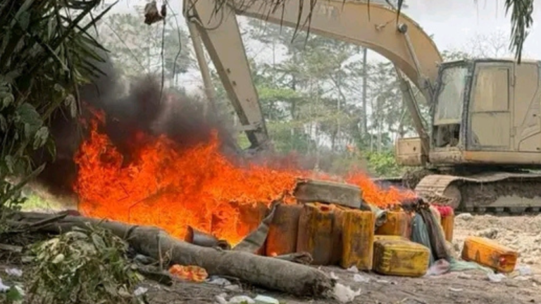 NAIMOS Destroys Illegal Mining Site in Atiwa West District 